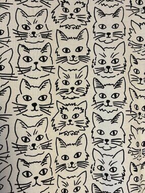 NWOT 3/4 Sleeve Midi Dress Black and White Cat Faces - Super funky and cute!